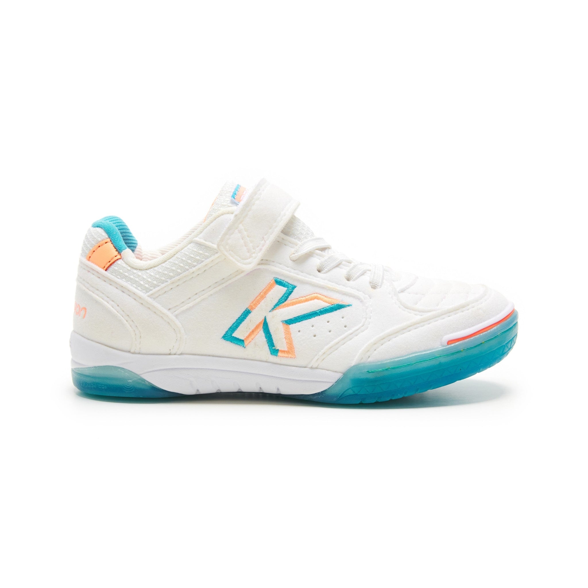 Scarpe KELME Trueno Elastic Unisex Bambino | Ginnastica Basse Bianco E Blu Con Chiusura In Velcro