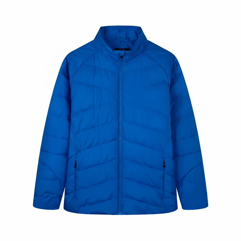 Casaco de plumas leve azul