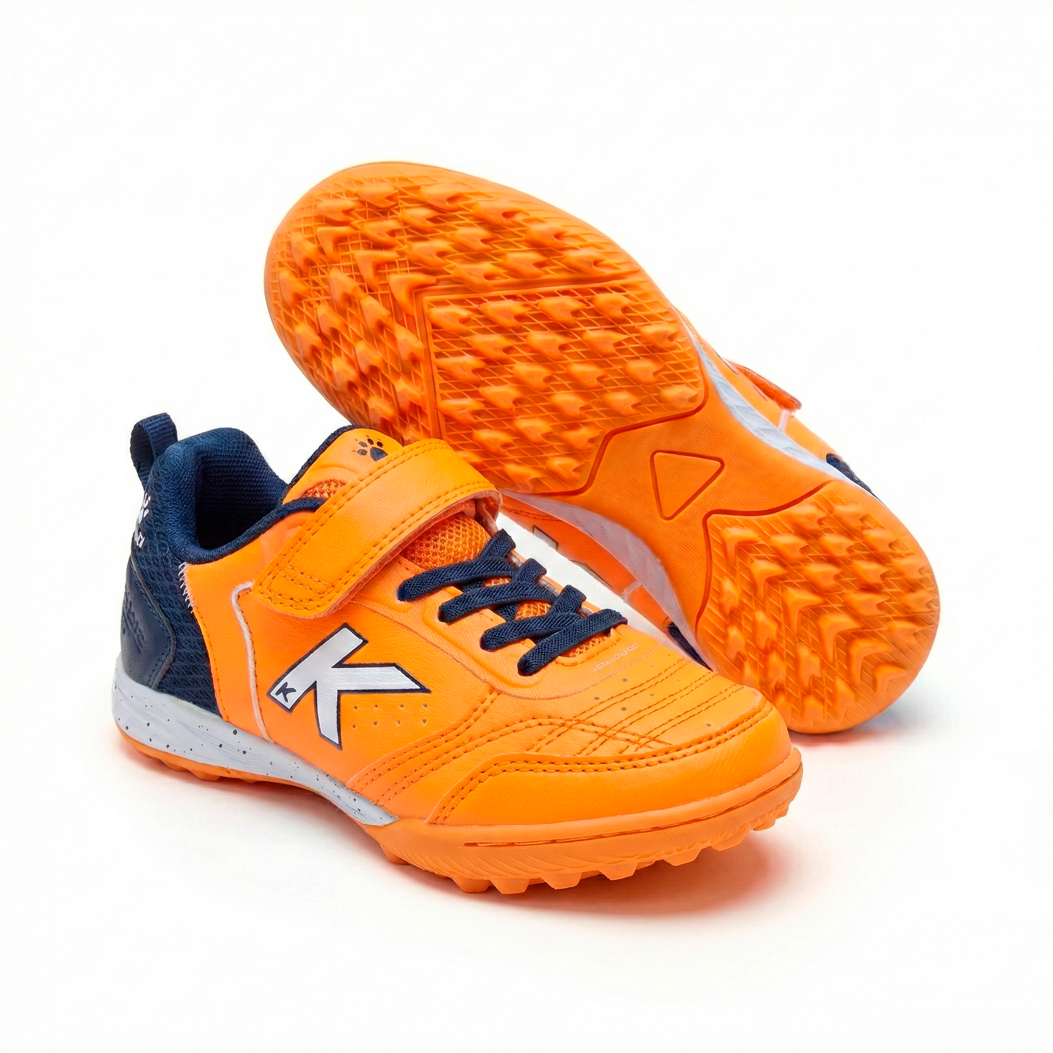 ZAPATILLAS DE NIÑO GOLEIRO TURF ELASTIC NARANJA Y AZUL