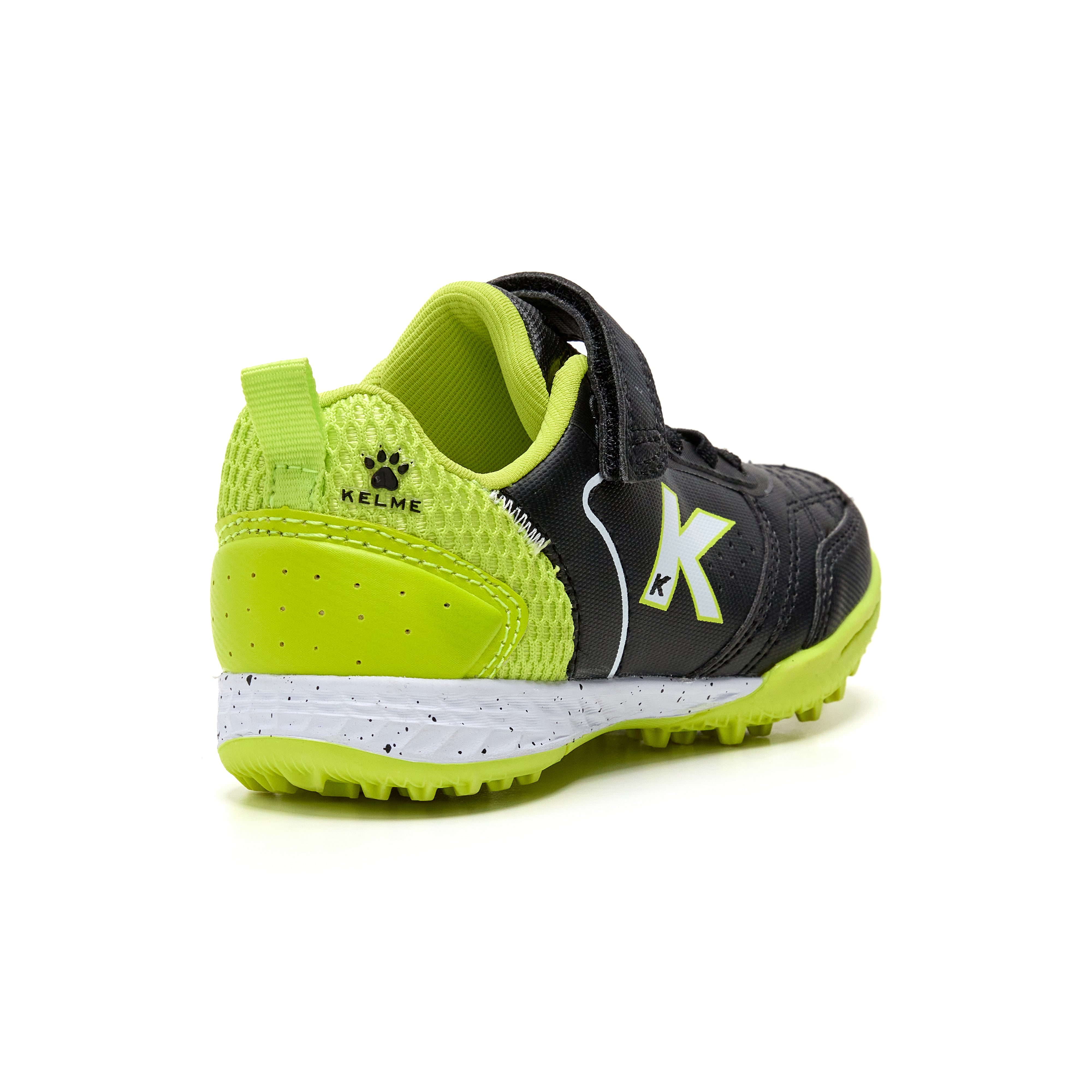 BOTAS DE FÚTBOL DE NIÑO GOLEIRO TURF ELASTIC NEGRO-LIMA