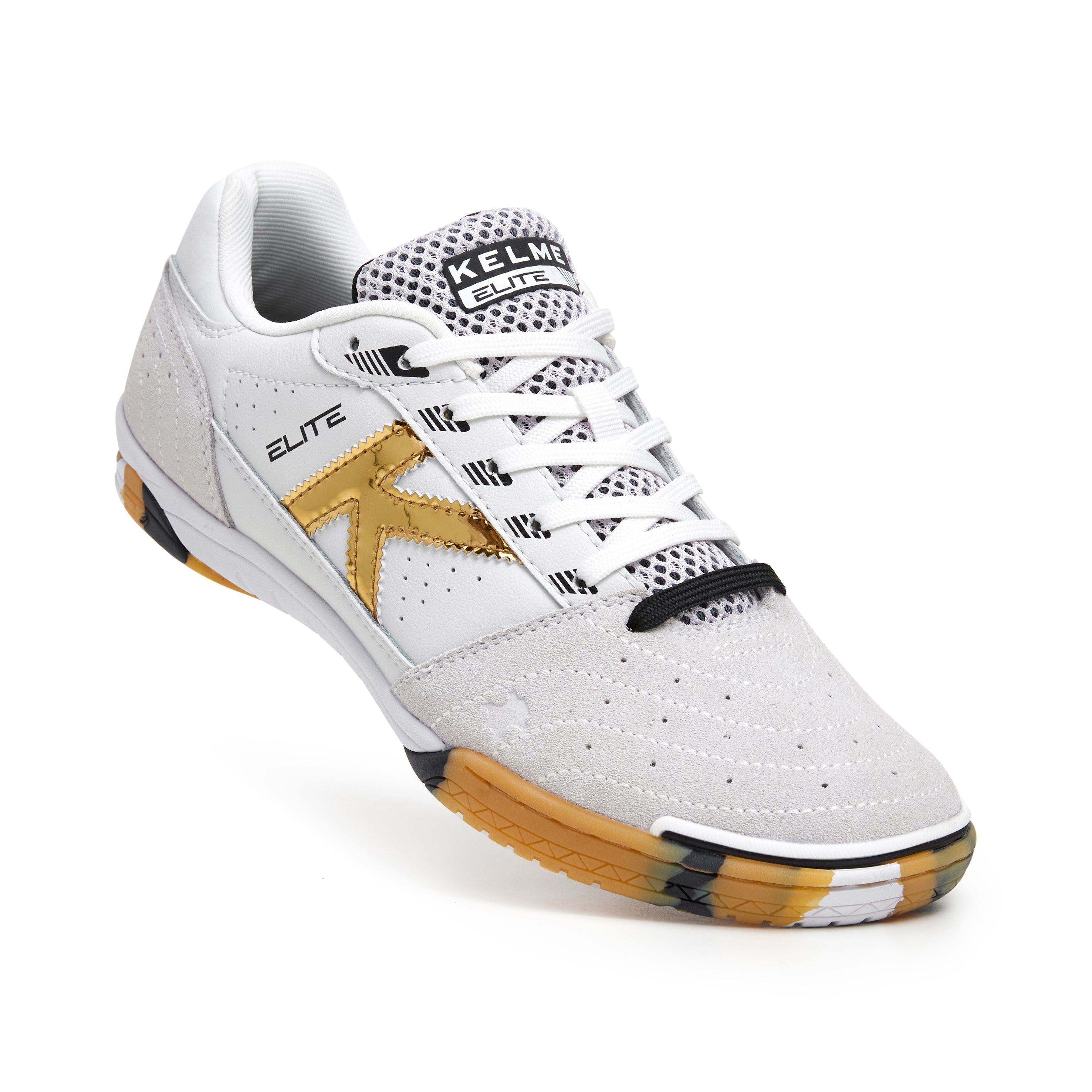 ZAPATILLAS DE FÚTBOL SALA ELITE BLANCO-ORO-NEGRO