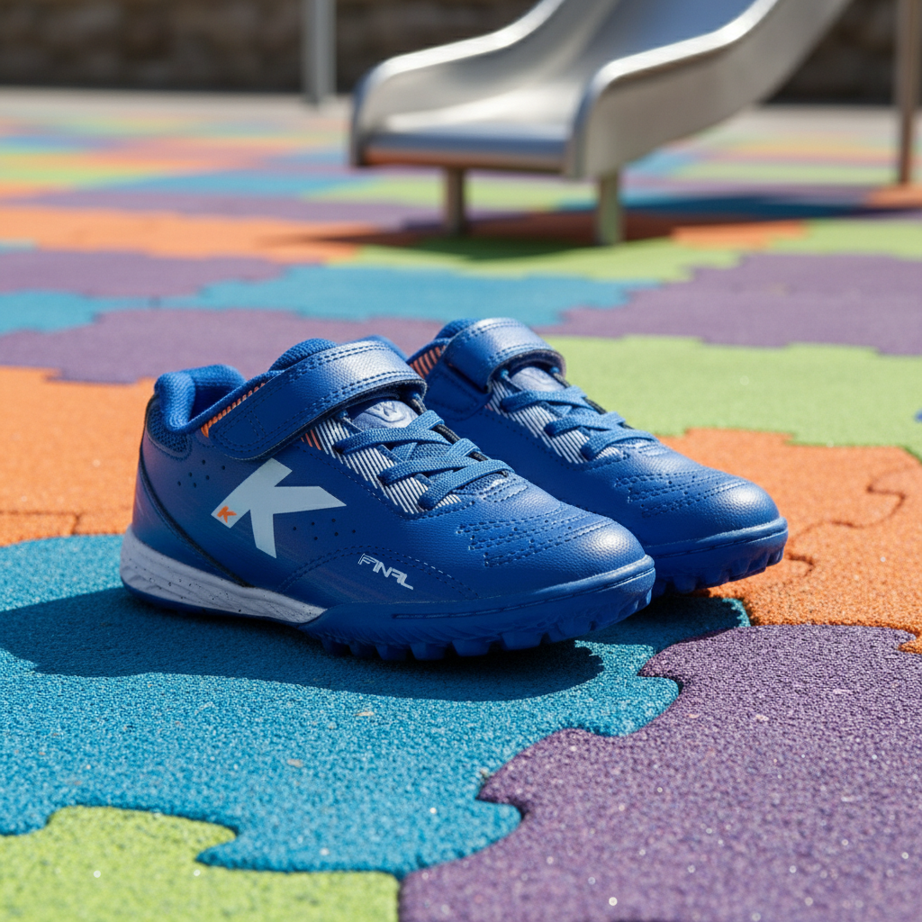 Zapatillas KELME Final Elastic Turf Azul en parque de juegos
