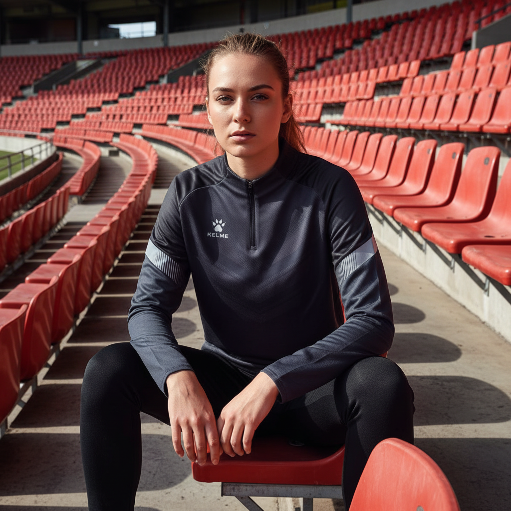 Sudadera KELME Warrior Gris en graderío de estadio