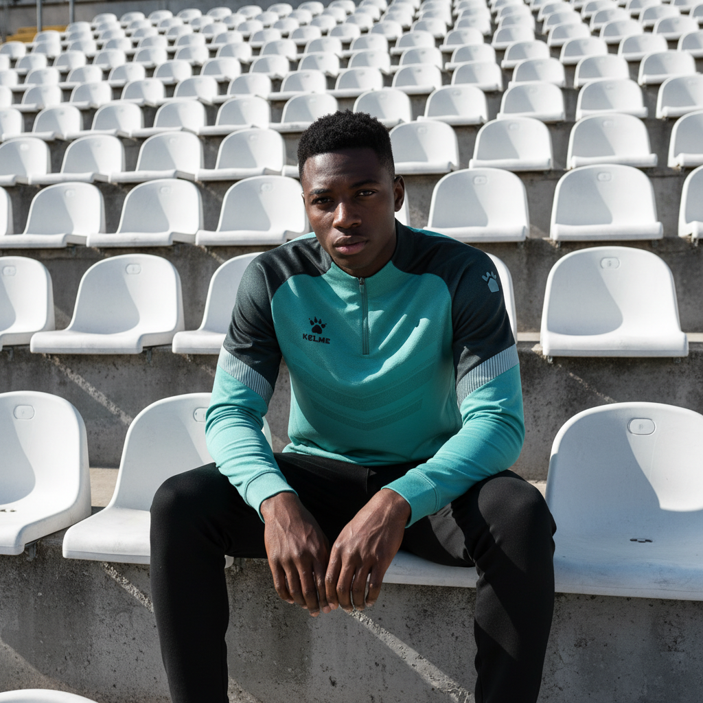 Sudadera KELME Warrior Verde en graderío de estadio