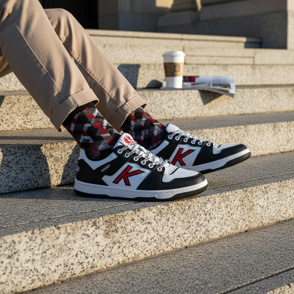 Zapatillas Retrobasket 2.0 en escalinatas de piedra natural