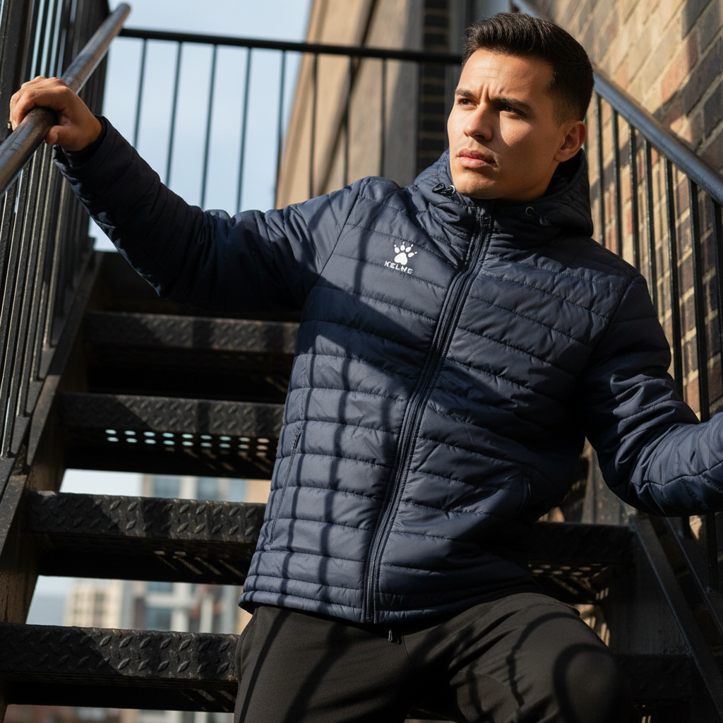 Chaqueta ligera Snow marino en escaleras metálicas