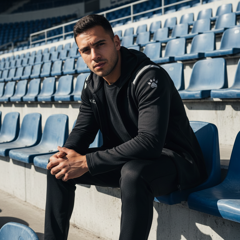 Chaqueta de chándal Road negro en graderío de estadio