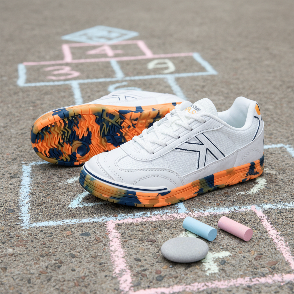 Zapatillas Trueno Lace sobre rayuela dibujada con tiza