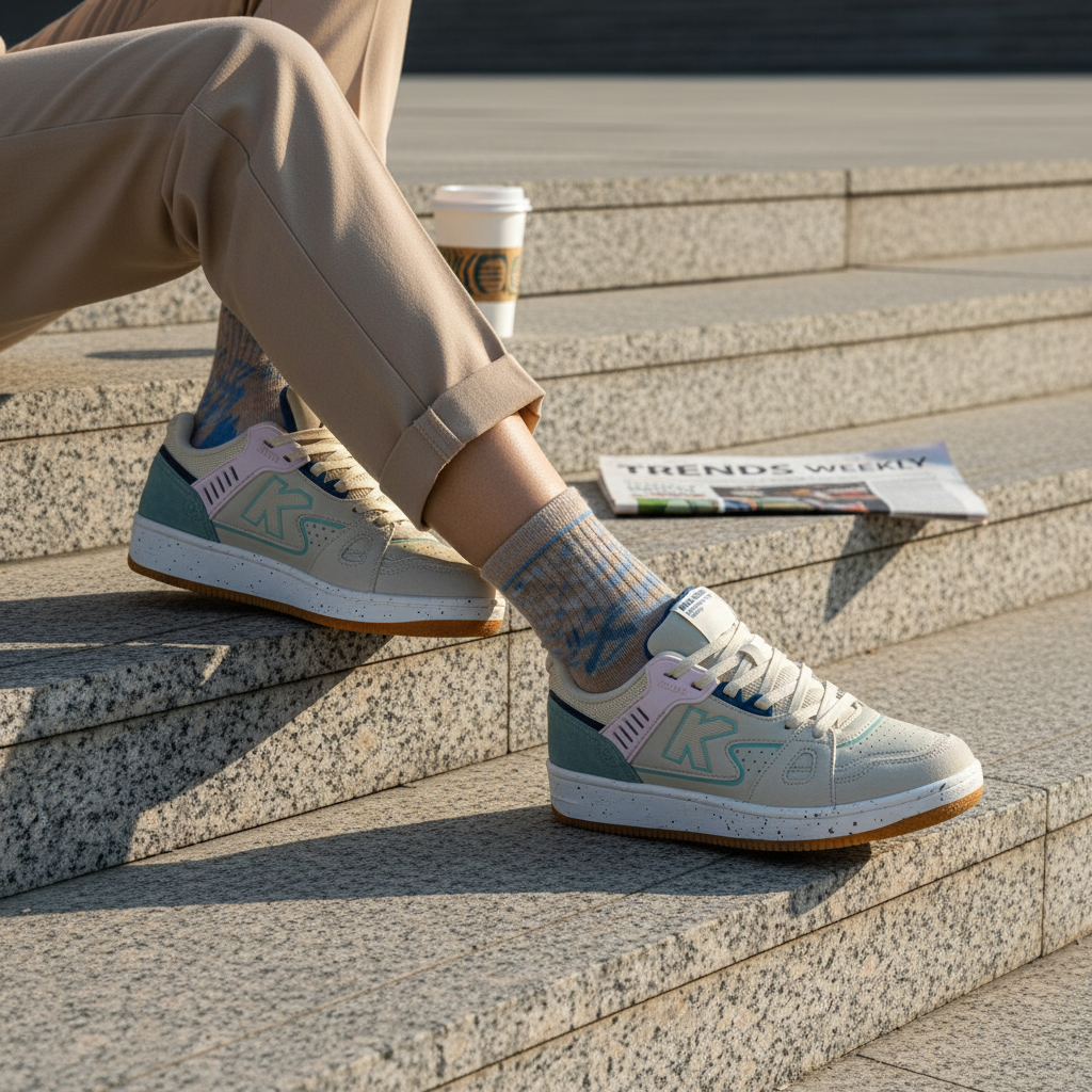 Zapatillas Casual Doha Marrón en escalinatas de piedra natural