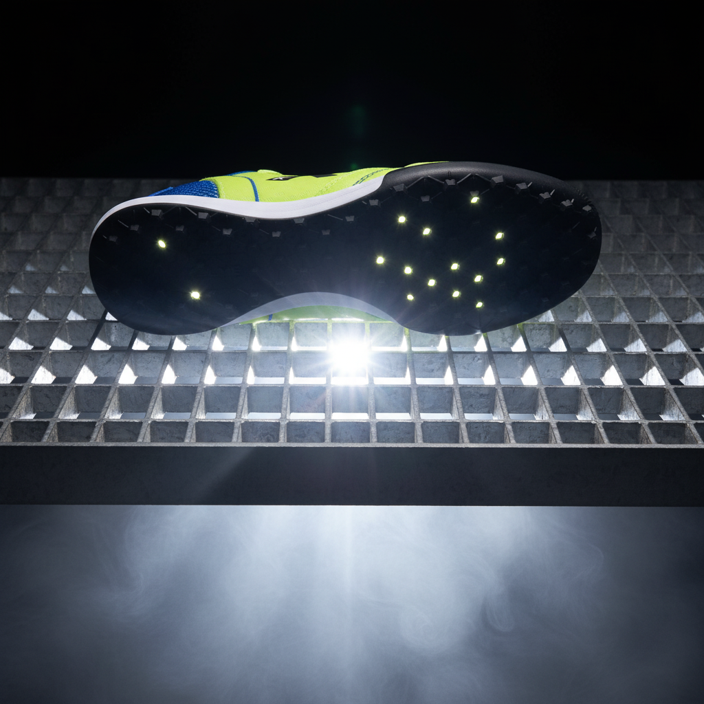 Botas Goleiro Turf Lima sobre rejilla metálica