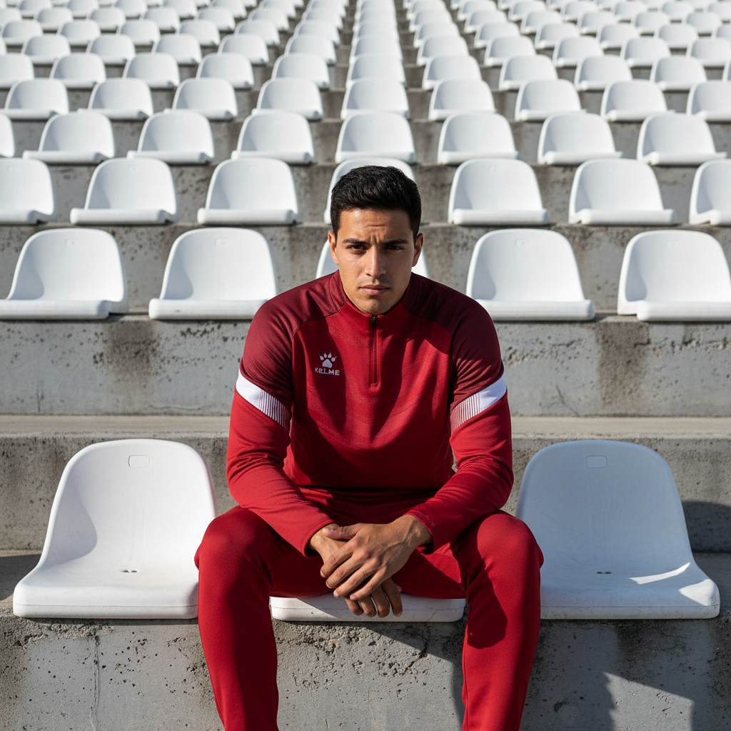 Sudadera KELME Warrior Rojo en graderío de estadio