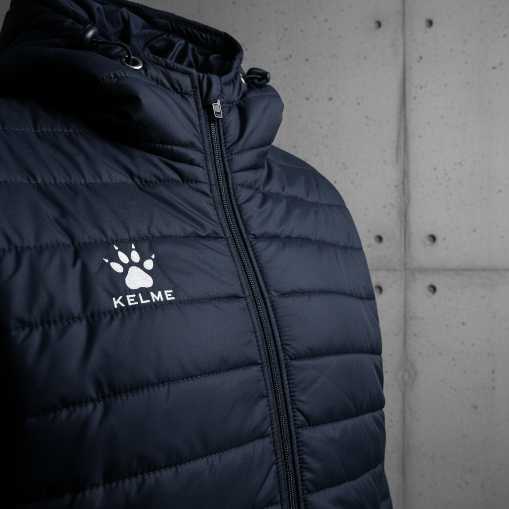 Chaqueta ligera Snow marino en muro de hormigón brutalista