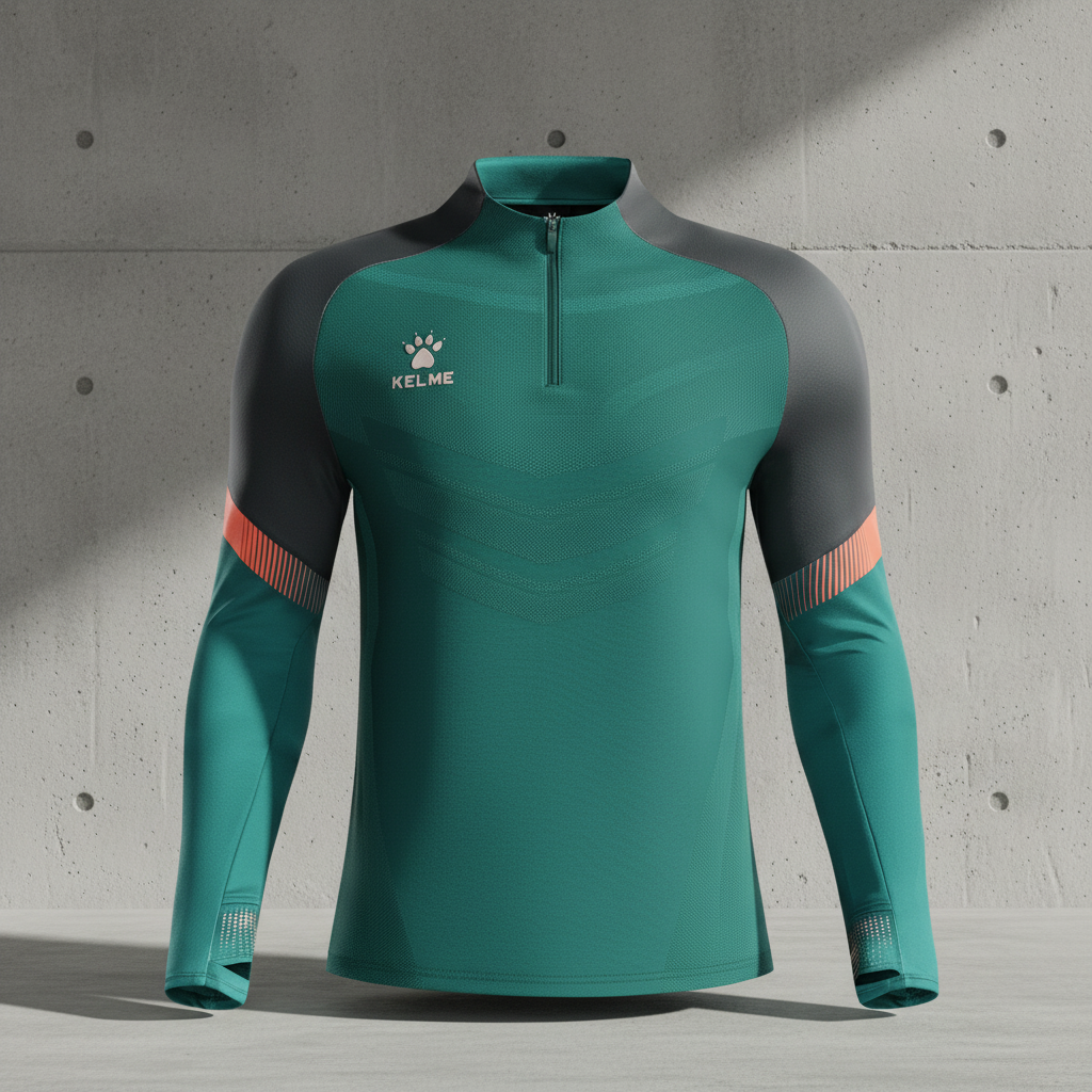 Sudadera KELME Warrior Verde sobre muro de hormigón brutalista