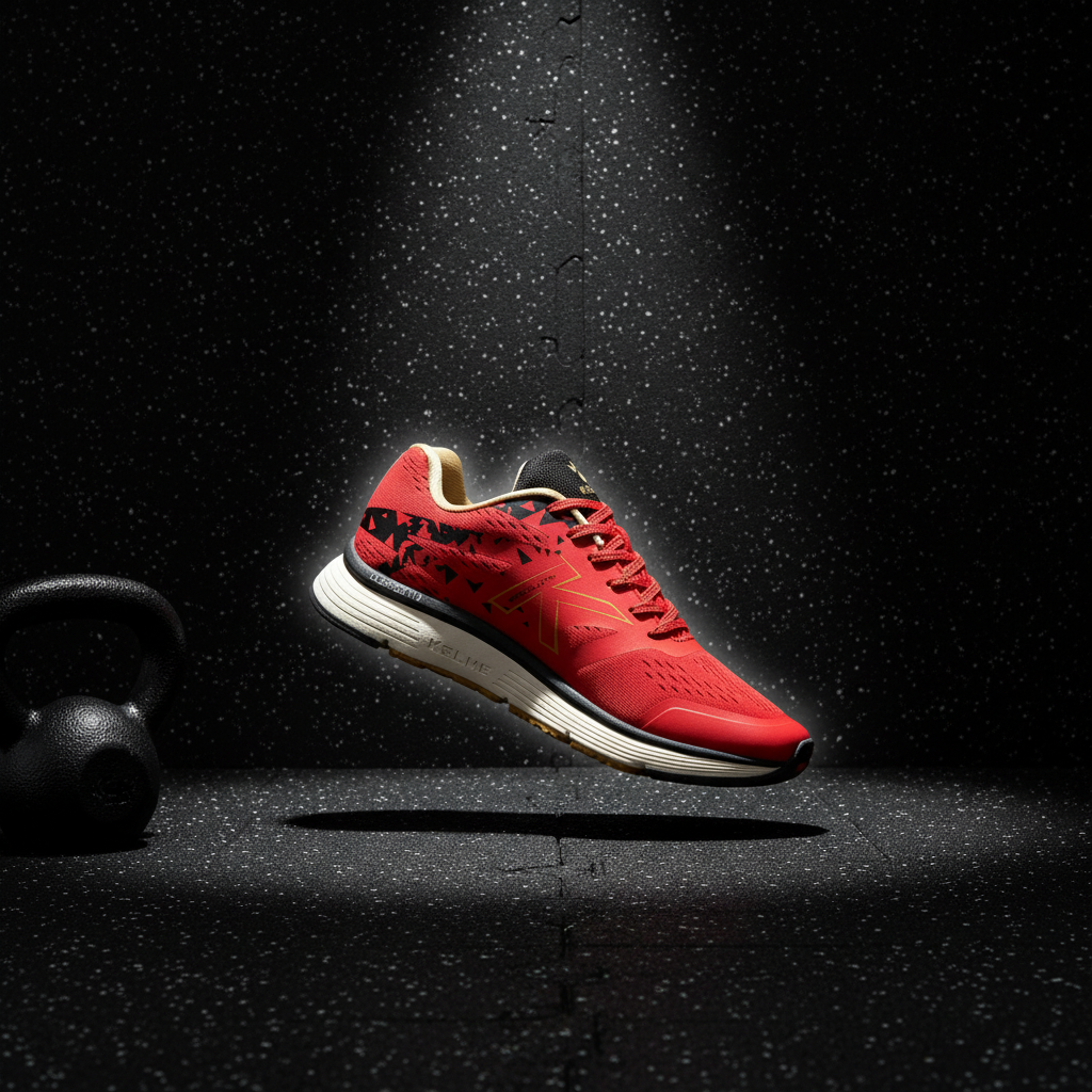 Zapatillas Running Barcelona Rojo en suelo de caucho gimnasio