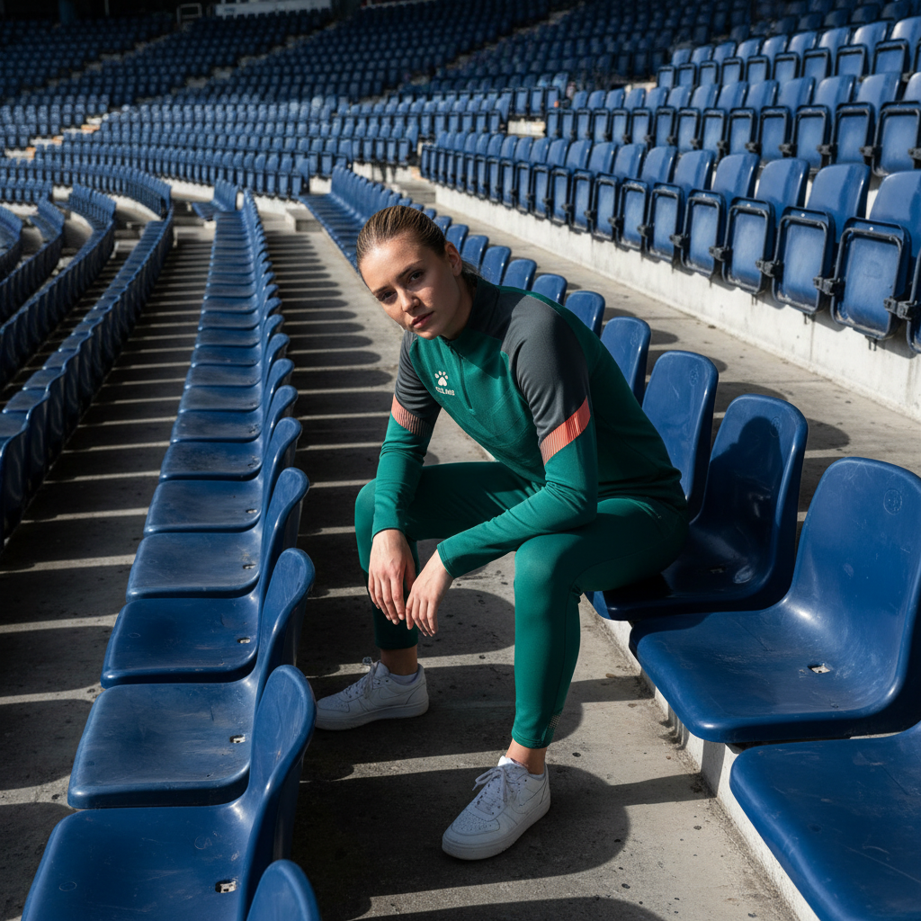 Sudadera KELME Warrior Verde en graderío de estadio