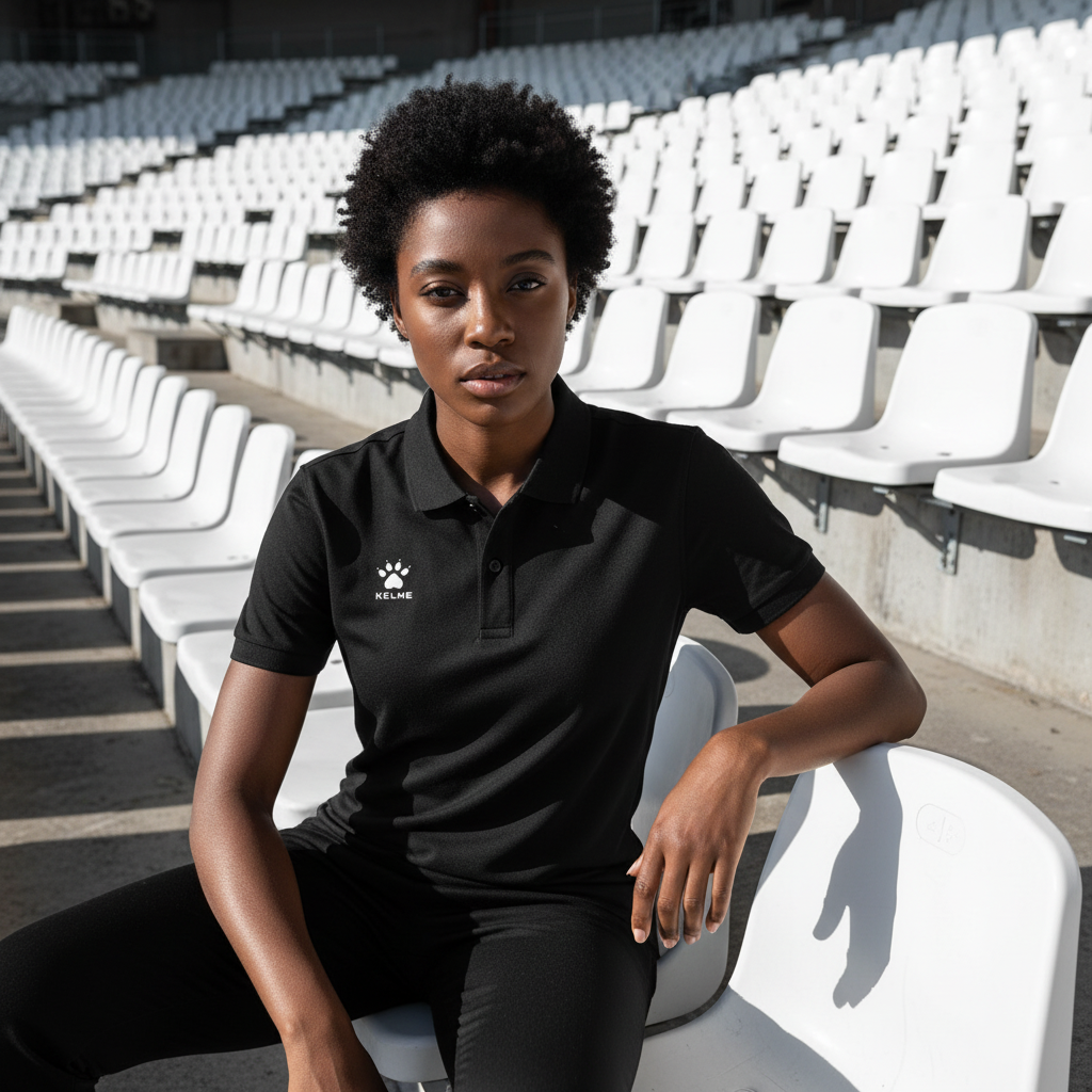 Polo KELME Street Negro en graderío de estadio