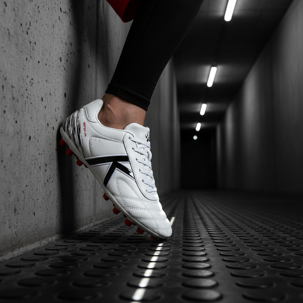 Botas de fútbol SPEAR AG en túnel de vestuarios