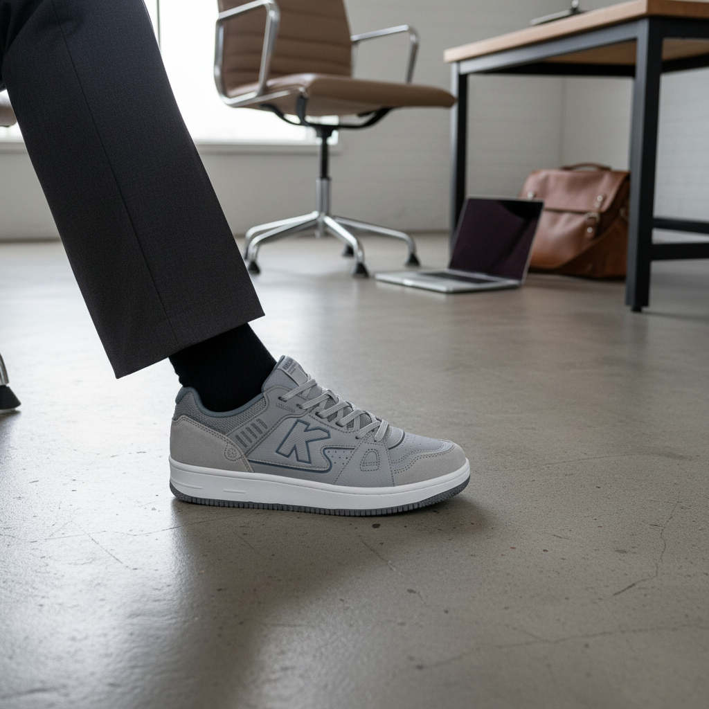 Zapatillas Casual Doha Gris en oficina loft con suelo de microcemento