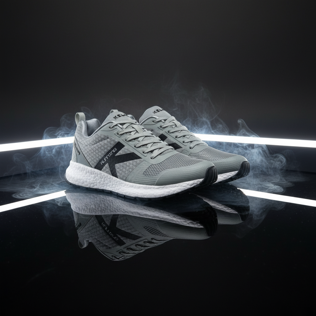 Zapatillas Running K-Rookie en estudio con humo