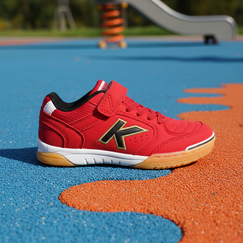 Zapatillas de fútbol sala Precision Elastic en parque de juegos con suelo de colores