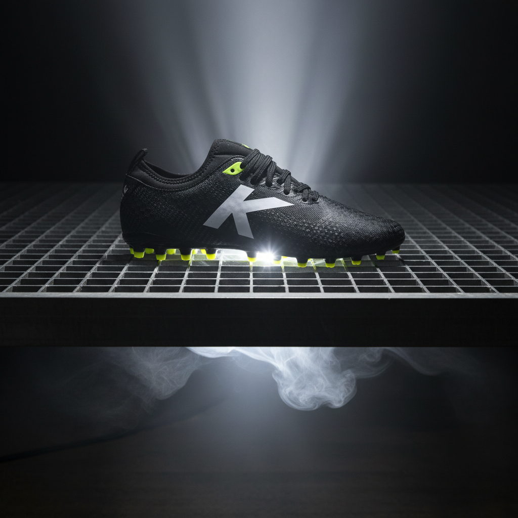 Botas de fútbol Pulse negro sobre rejilla metálica