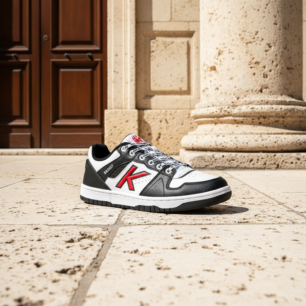 Zapatillas Retrobasket 2.0 en calle de arquitectura clásica