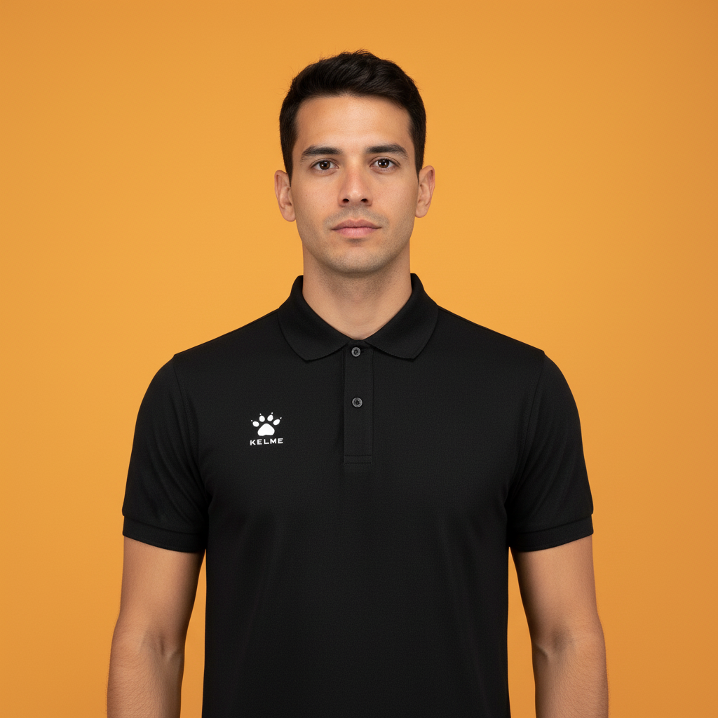 Polo KELME Street Negro en estudio color block