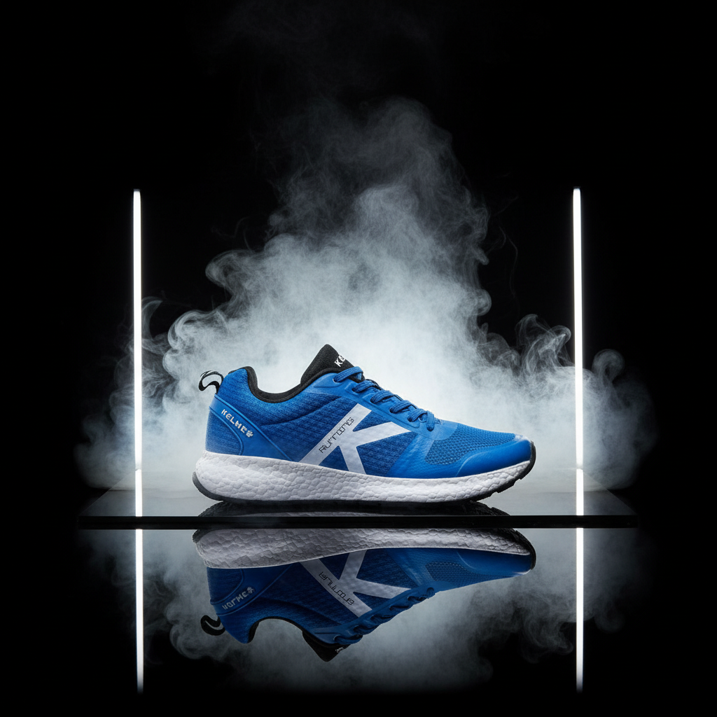 Zapatillas K-Rookie Azul en estudio con humo
