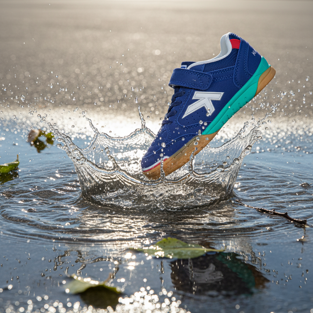 Zapatillas de fútbol sala Precision Elastic salpicando en charco de agua