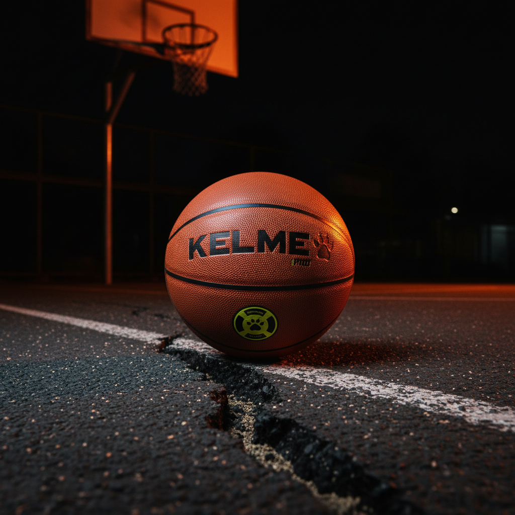 BALON VITORIA BASKET en cancha urbana nocturna