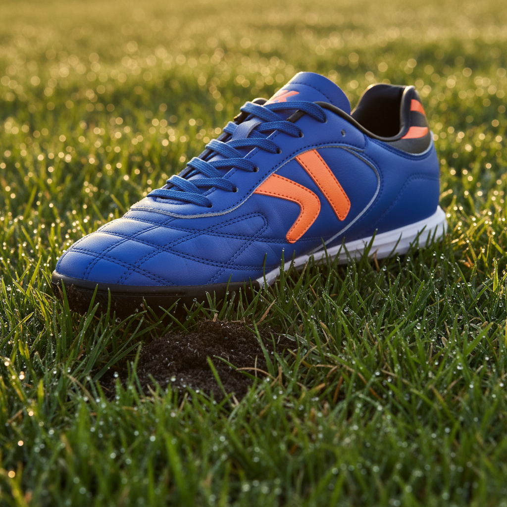 Botas de fútbol Heritage Turf en césped natural con rocío