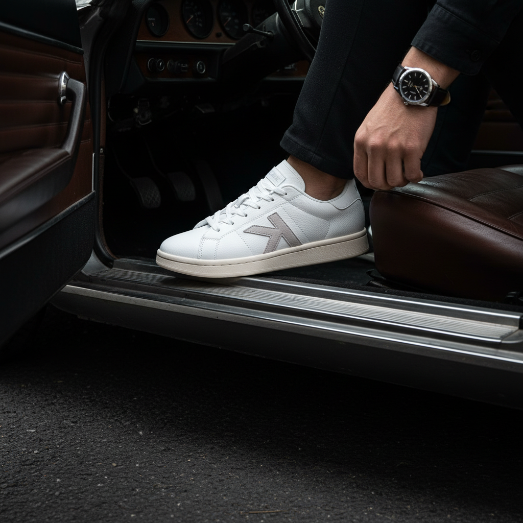 Zapatillas Kelme Omaha 2.0 saliendo de coche clásico vintage