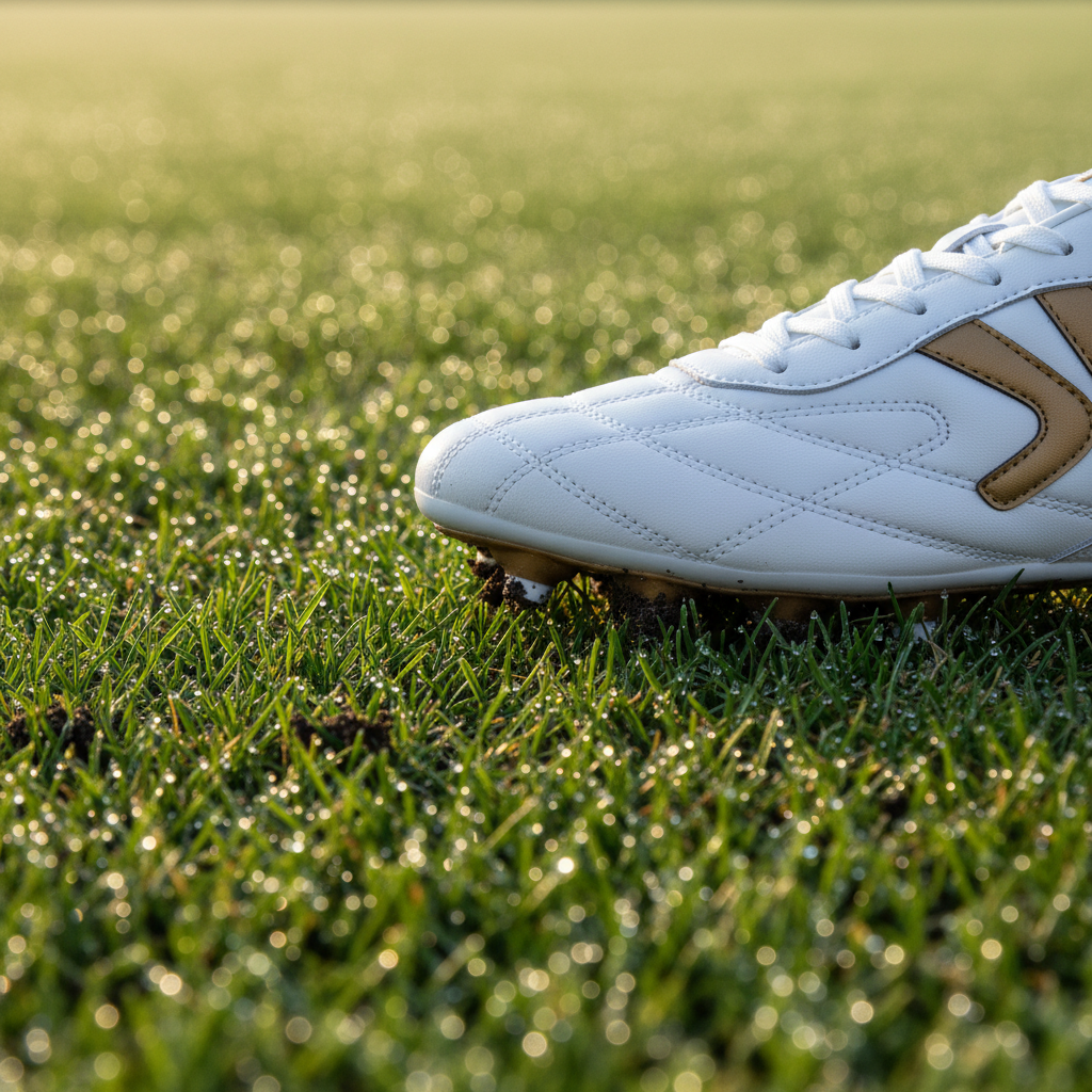 Botas de fútbol Heritage MG en césped natural con rocío