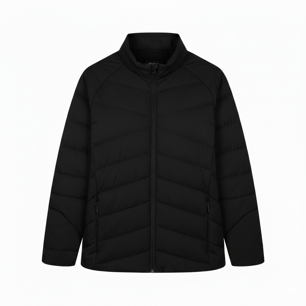 Casaco leve de plumas pretas