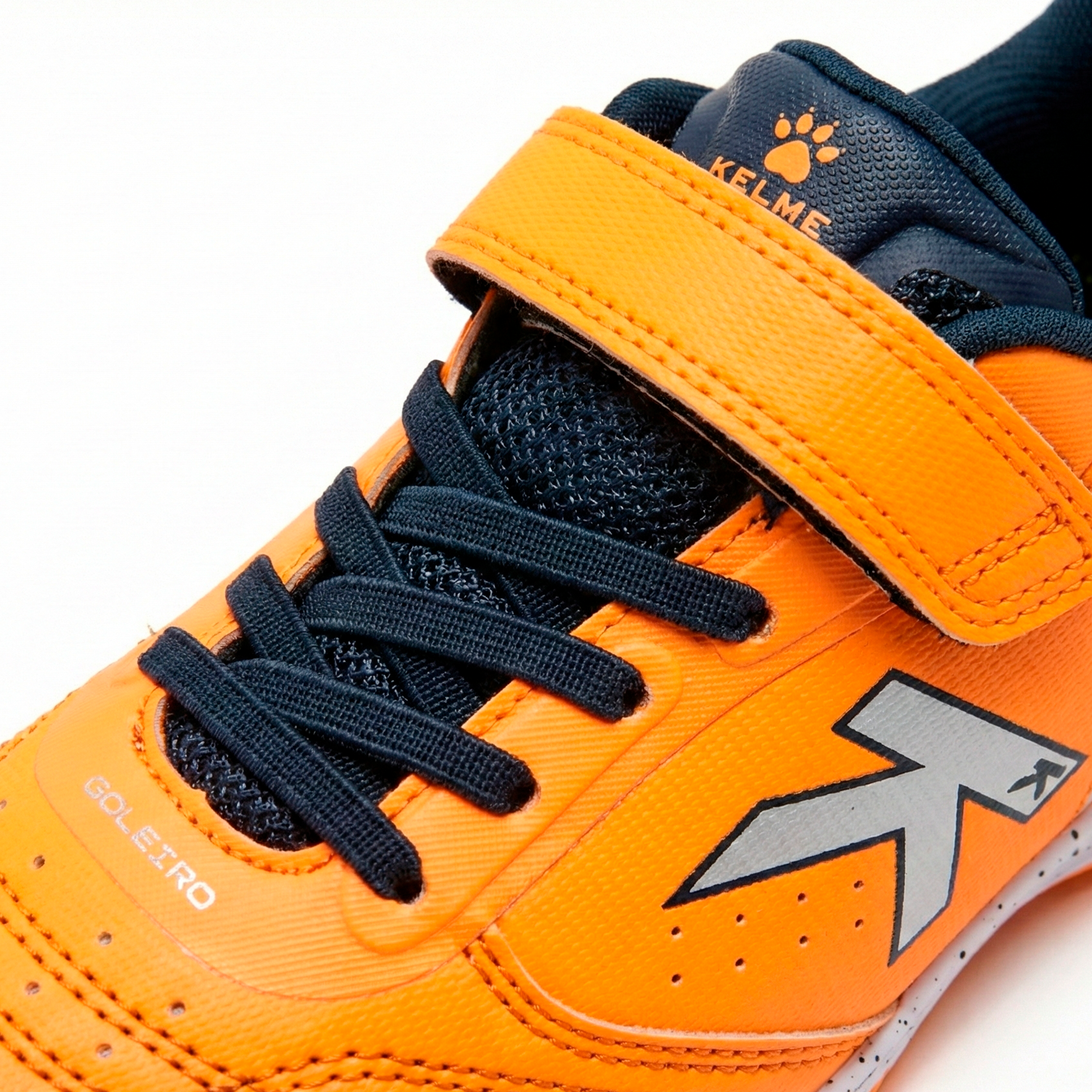 Ténis infantil Guarda-redes Turf Elástico Laranja e Azul