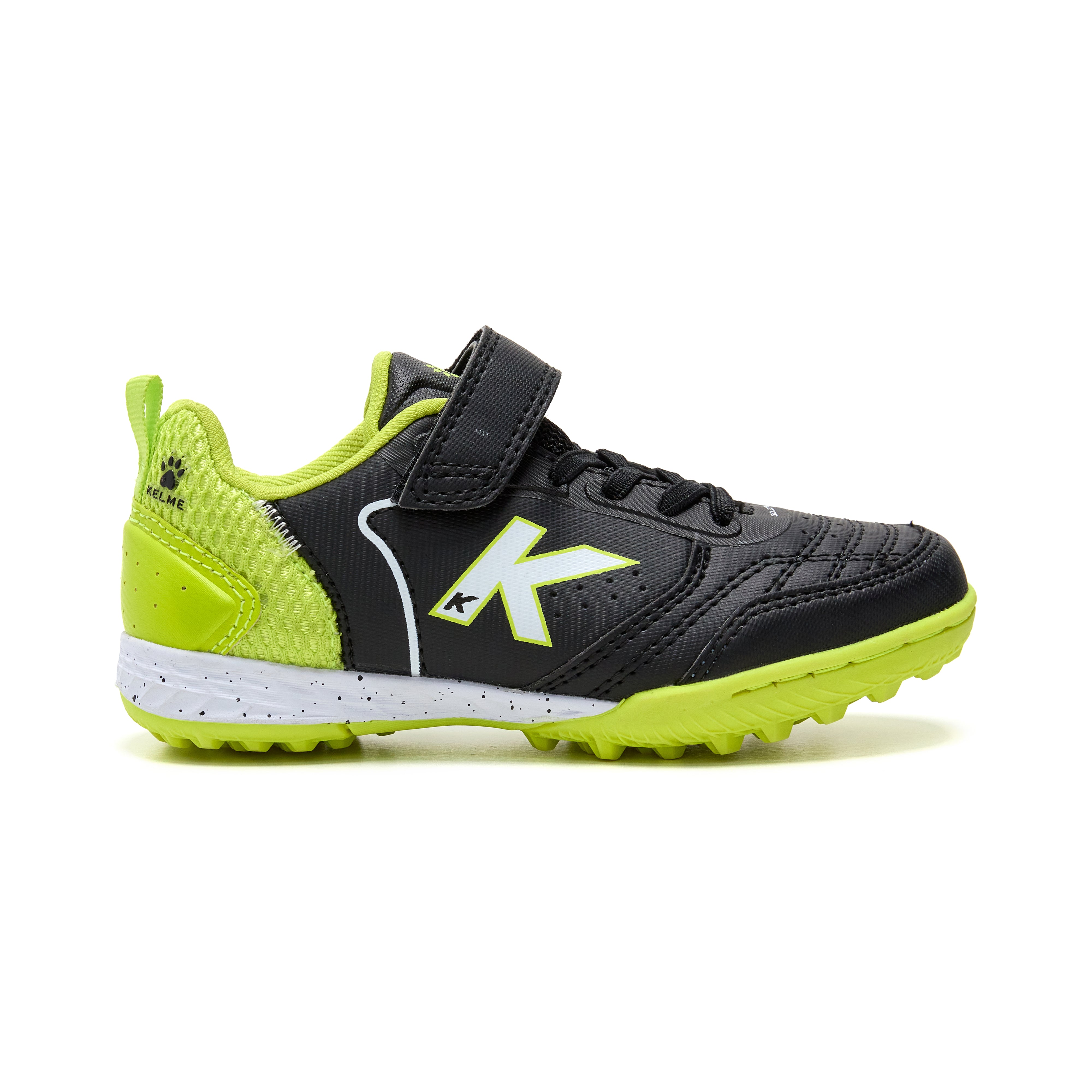 BOTAS DE FÚTBOL DE NIÑO GOLEIRO TURF ELASTIC NEGRO-LIMA