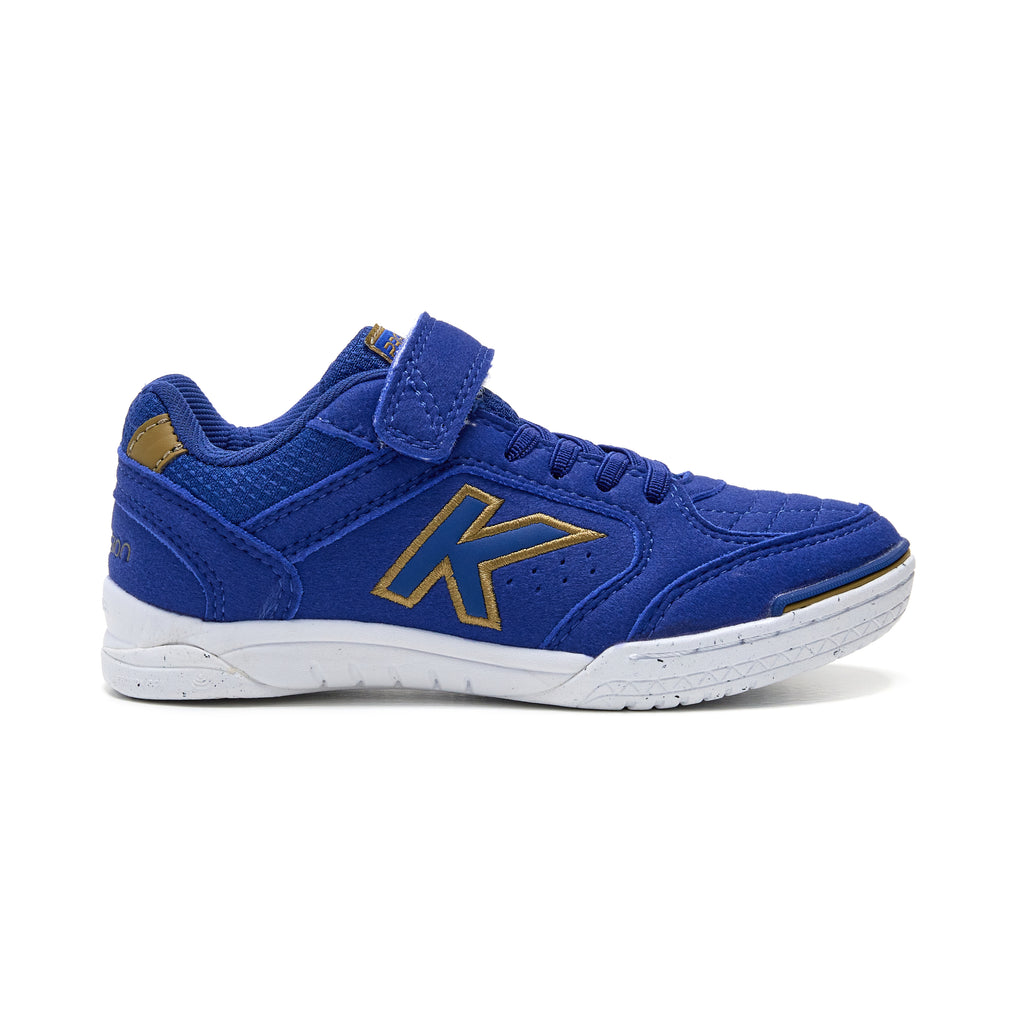 ZAPATILLAS DE FÚTBOL SALA DE NIÑO PRECISION ELASTIC AZUL DORADO en kelme