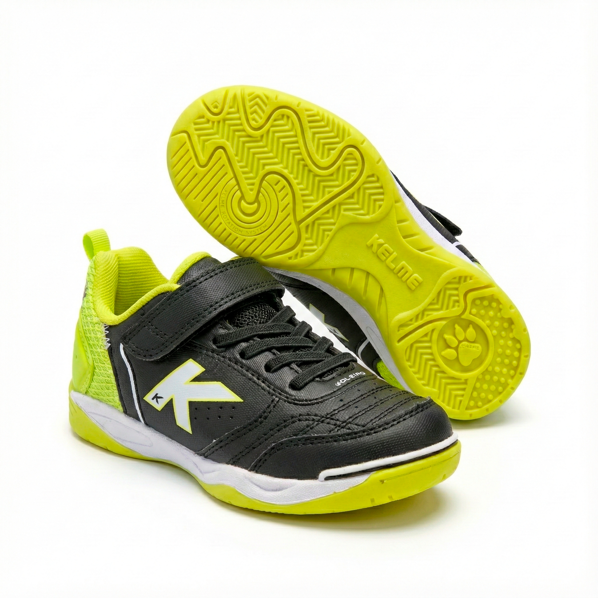 ZAPATILLAS DE NIÑO GOLEIRO ELASTIC INDOOR NEGRO-LIMA