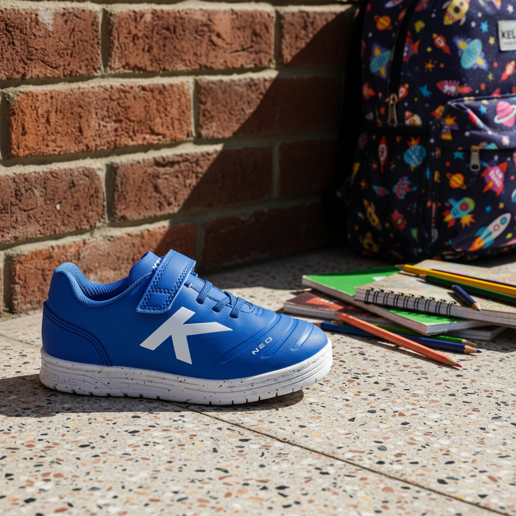 Zapatillas Original Neo Elastic Azul en patio escolar