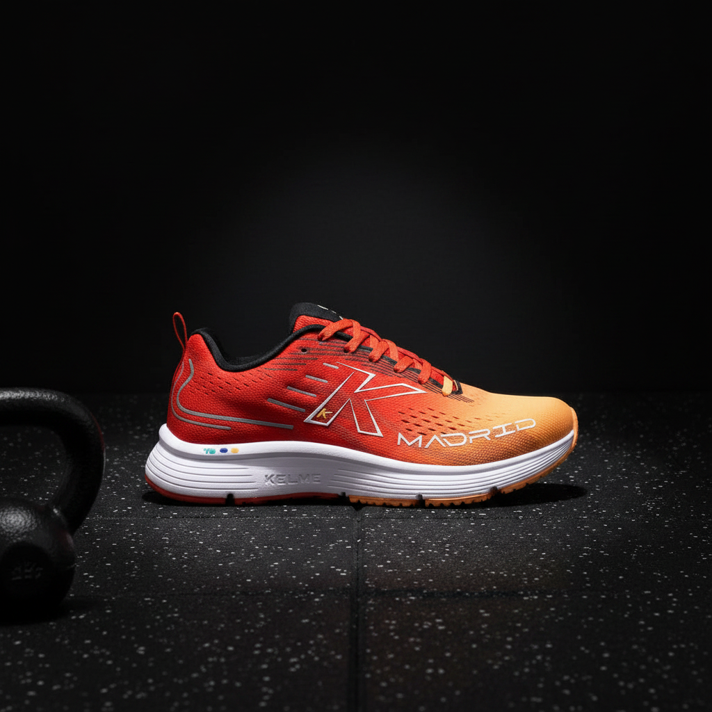 Zapatilla Kelme Madrid sobre suelo de caucho de gimnasio