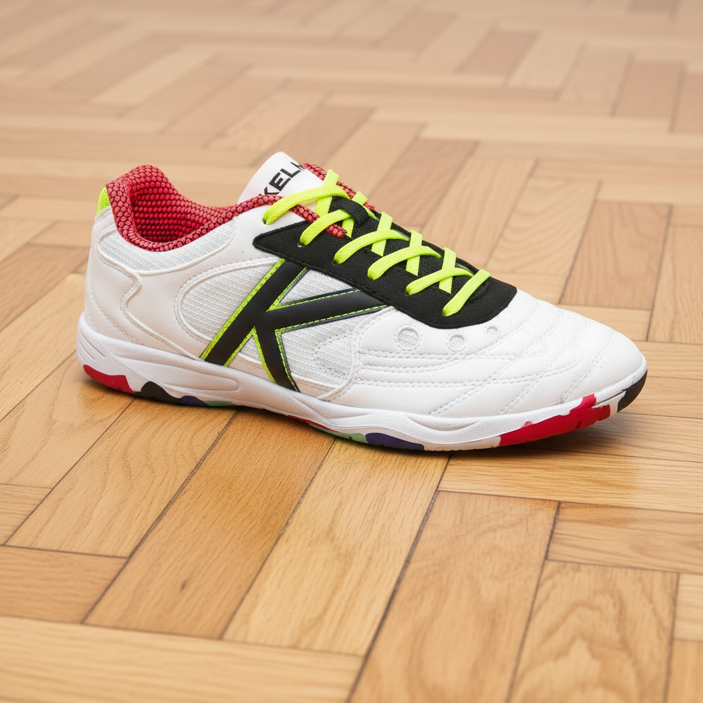 Zapatillas Kelme Indoor Copa sobre parquet de fútbol sala