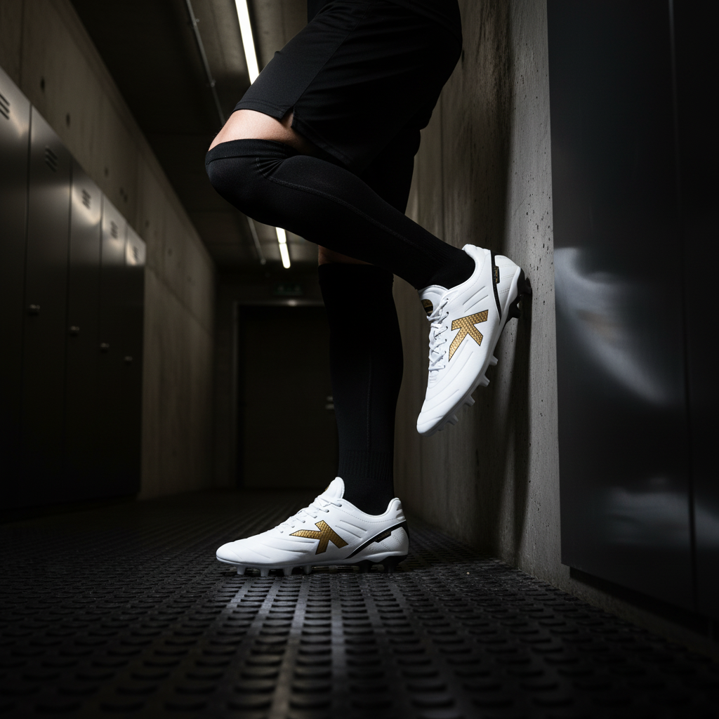 Botas de fútbol Selecta MG en túnel de vestuarios