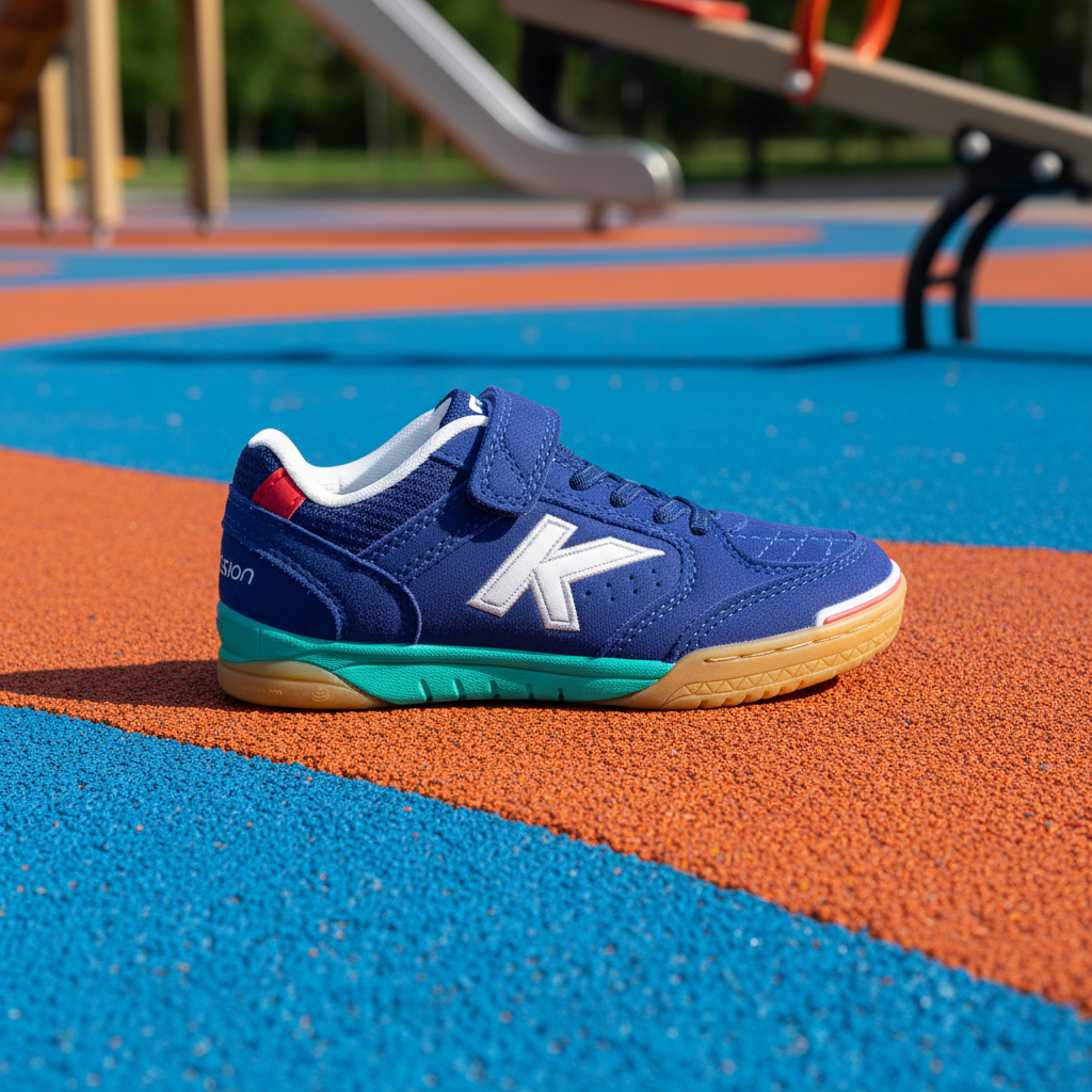 Zapatillas de fútbol sala Precision Elastic en parque de juegos sobre suelo de caucho EPDM