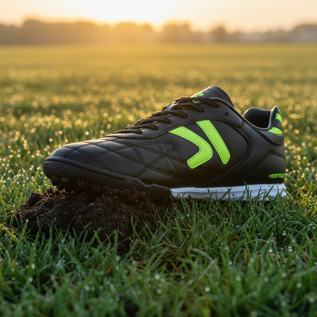 Botas de fútbol Heritage Turf en césped natural con rocío