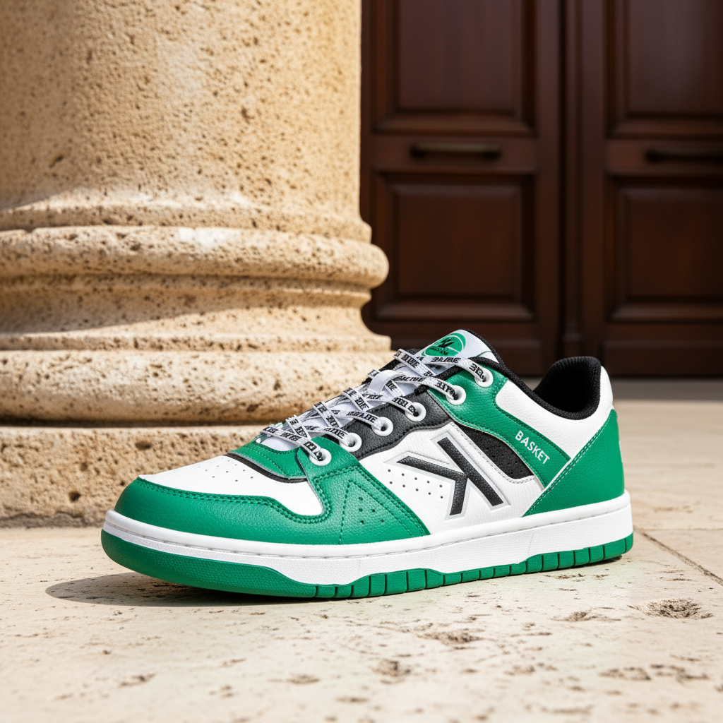 Zapatillas Casual Retrobasket 2.0 Verde en arquitectura clásica