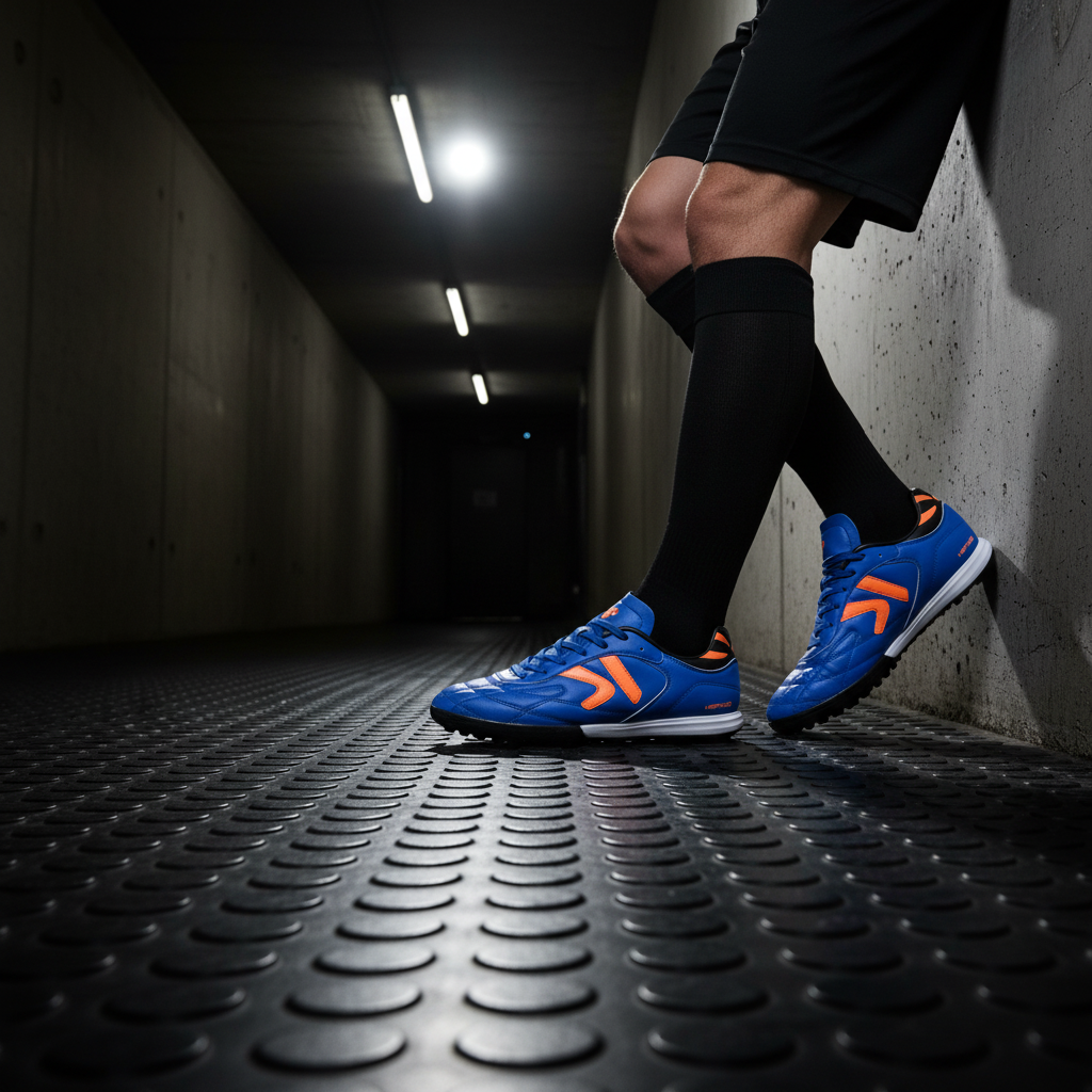 Botas de fútbol Heritage Turf en túnel de vestuarios