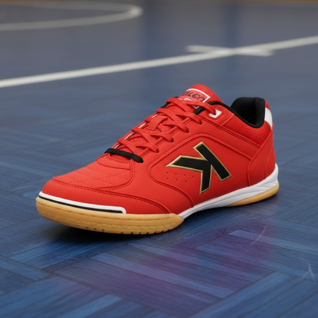 Zapatilla de fútbol sala Precision sobre pista de vinilo azul