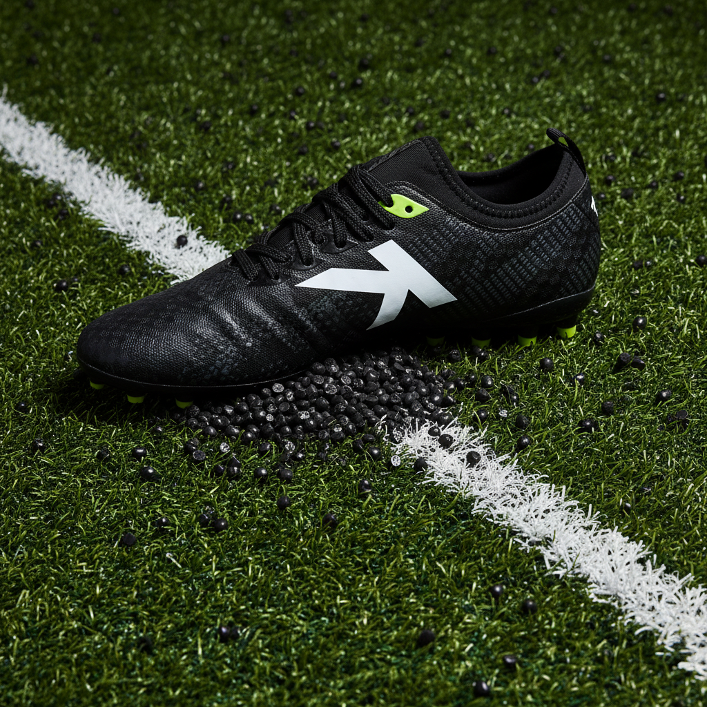 Botas de fútbol Pulse negro sobre césped artificial con caucho