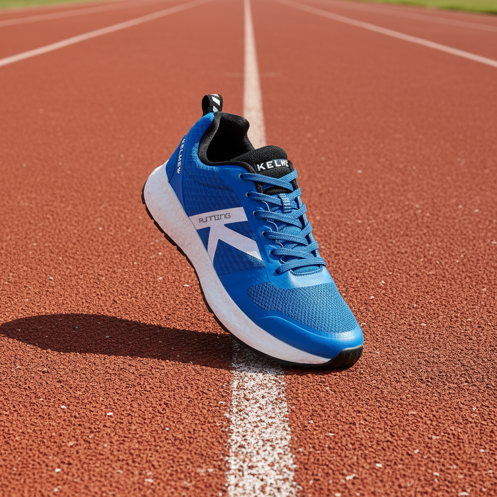 Zapatillas K-Rookie Azul en pista de tartán