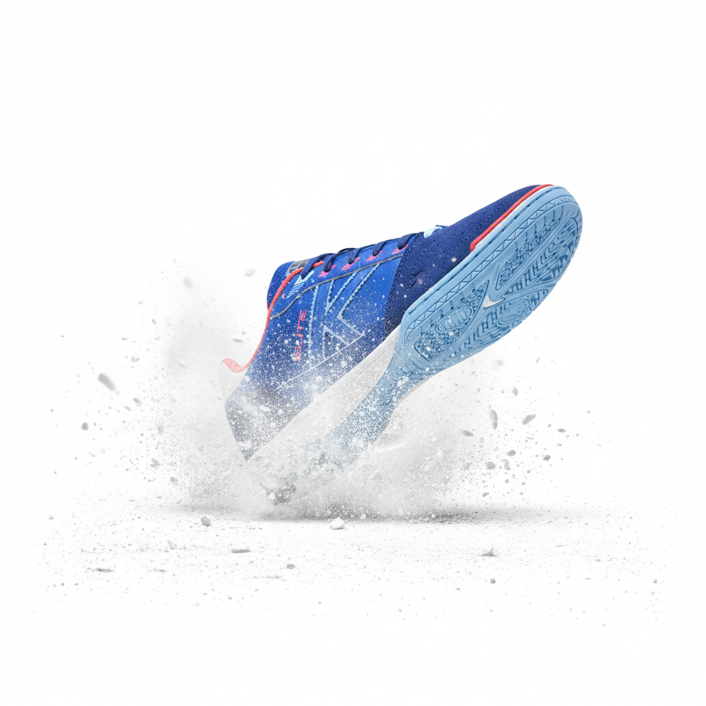 Zapatillas de fútbol sala Elite azul con efecto de polvo en movimiento
